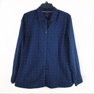 🍍Tommy Hilfiger Navy Blue Polkadot ButtonUp Shirt
